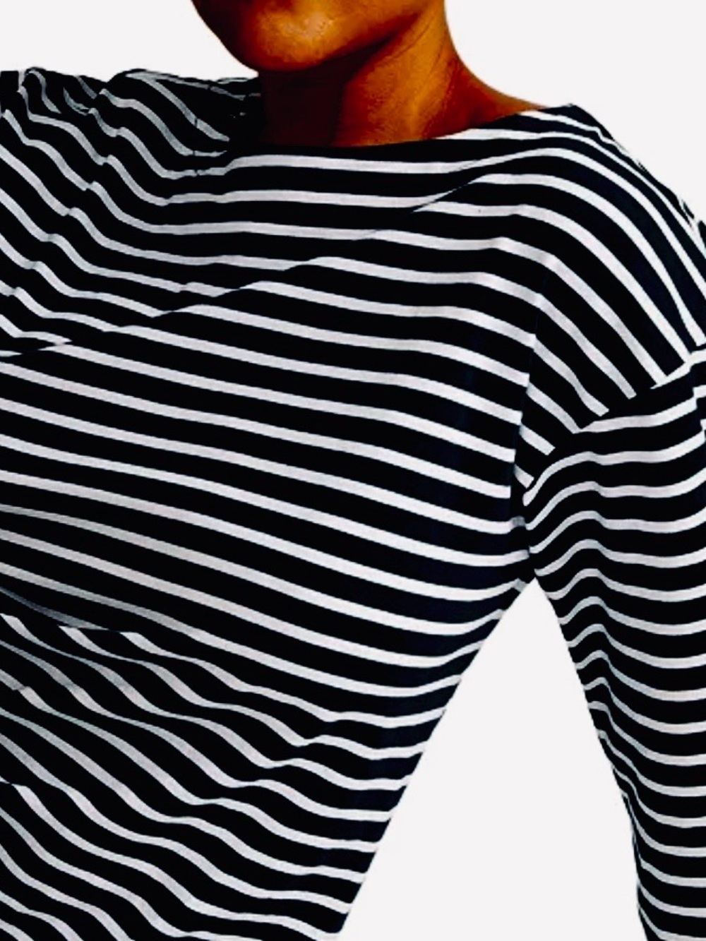 UNIVERSAL STANDARD Belle Breton-Stripe
Compact Jersey Tee - Size S (14/16)